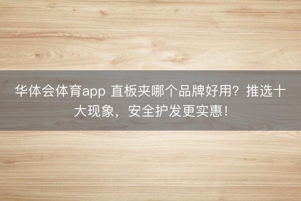 华体会体育app 直板夹哪个品牌好用？推选十大现象，安全护发更实惠！